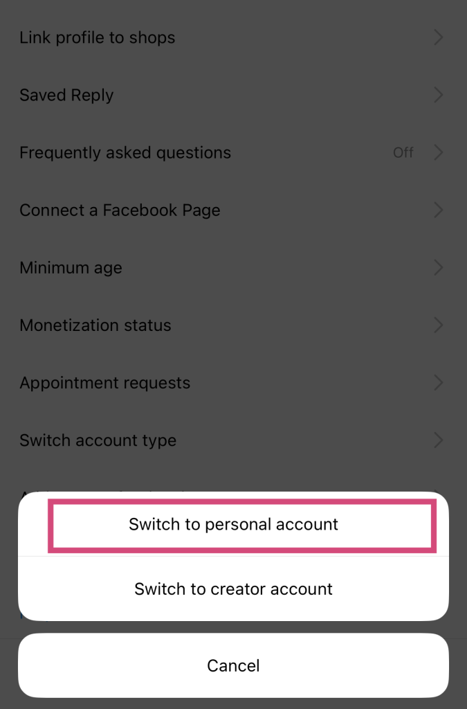 Path SocialLa schermata di questo sito evidenzia il pulsante "Passa all'account personale".
